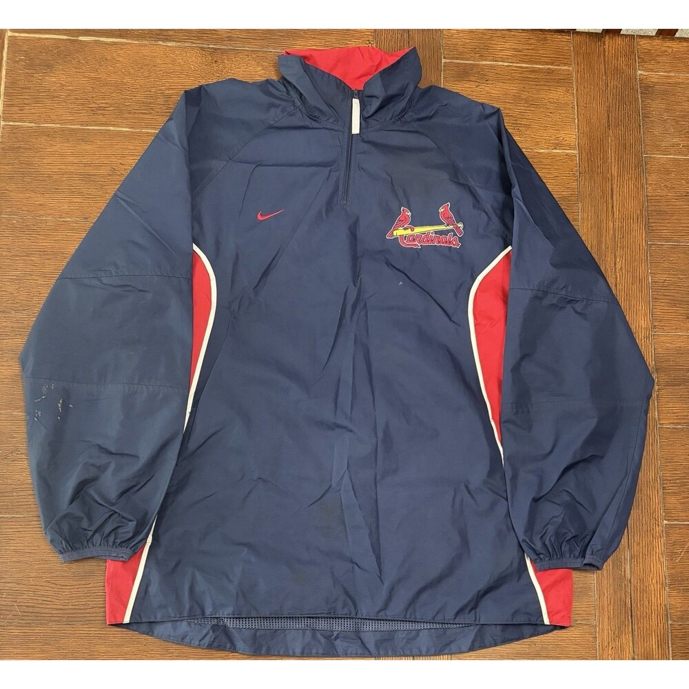 Vintage St Louis Cardinals Nike Men’s Size M Navy Windbreaker 1/4 Zip Jacket